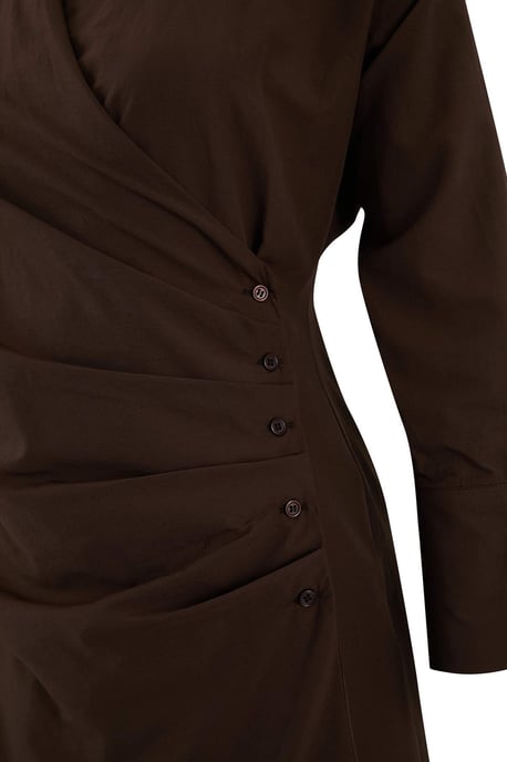 Trendyol Curve Damen Braun Gestreift Kurz / Mini Lang Casual Hemdblusenkleid Große Größen Kleid - Image 5