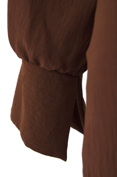 Trendyol Curve Damen Braun Einfarbig Kurz / Mini Lang Casual Zweireihig Große Größen Kleid - Image 5