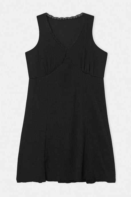 Trendyol Curve Damen Schwarz Einfarbig Kurz / Mini Ärmellos A-Linie Große Größen Kleid - Image 3