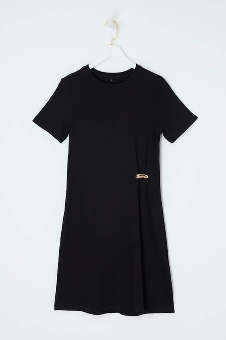 Trendyol Curve Damen Schwarz Einfarbig Kurz / Mini Kurz Casual Gerade Große Größen Kleid - Image 3