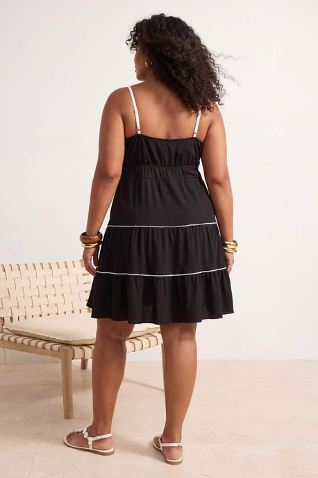 Trendyol Curve Damen Schwarz Einfarbig Kurz / Mini Ärmellos A-Linie Große Größen Kleid - Image 3