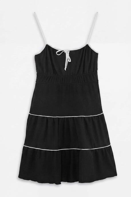 Trendyol Curve Damen Schwarz Einfarbig Kurz / Mini Ärmellos A-Linie Große Größen Kleid - Image 4