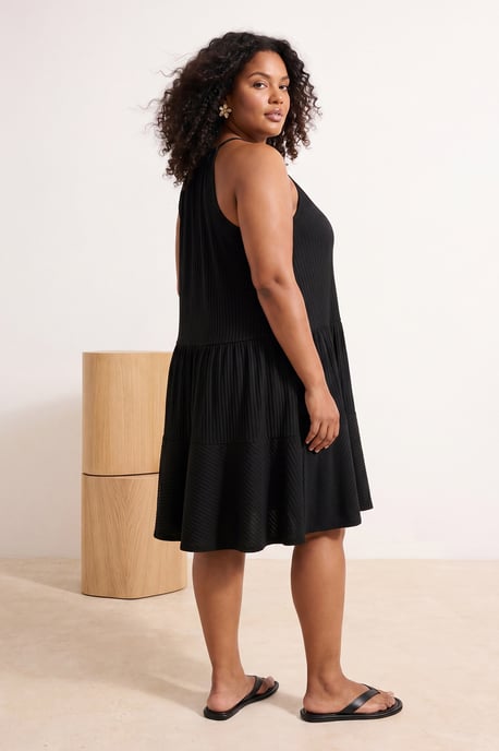 Trendyol Curve Damen Schwarz Einfarbig Kurz / Mini Ärmellos A-Linie Große Größen Kleid - Image 3