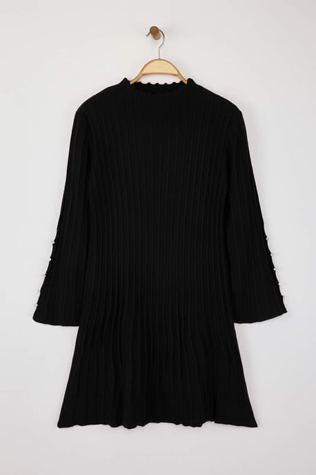 Trendyol Curve Damen Schwarz Einfarbig Kurz / Mini Lang Casual A-Linie Große Größen Kleid - Image 4