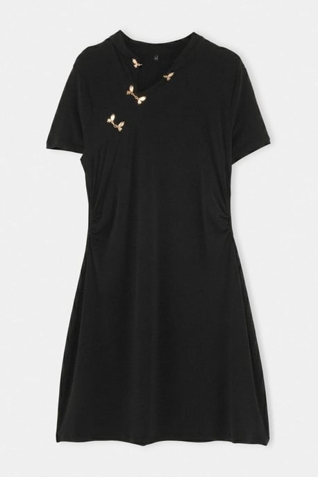Trendyol Curve Damen Schwarz Einfarbig Kurz / Mini Kurz A-Linie Große Größen Kleid - Image 3