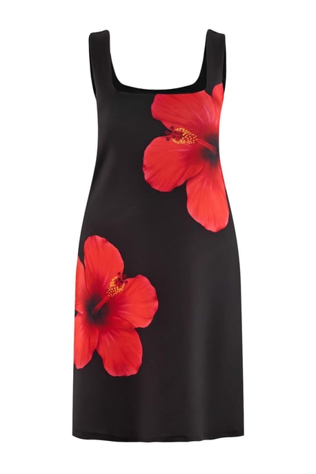 Trendyol Curve Damen Schwarz Geblümt Kurz / Mini Ärmellos A-Linie Große Größen Kleid - Image 4