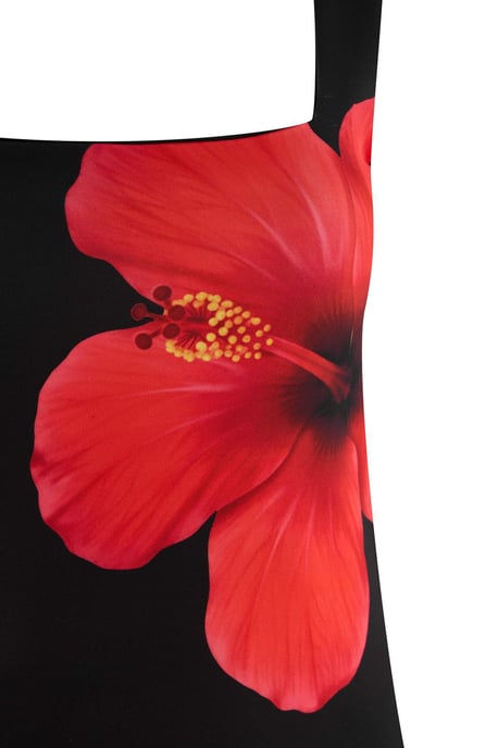 Trendyol Curve Damen Schwarz Geblümt Kurz / Mini Ärmellos A-Linie Große Größen Kleid - Image 5