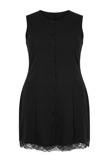 Trendyol Curve Damen Schwarz Einfarbig Kurz / Mini Ärmellos A-Linie Große Größen Kleid - Image 3