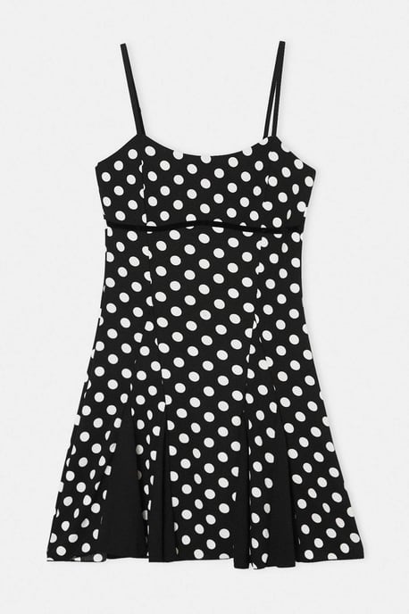 Trendyol Curve Damen Schwarz Gepunktet Kurz / Mini Ärmellos Skater Große Größen Kleid - Image 3