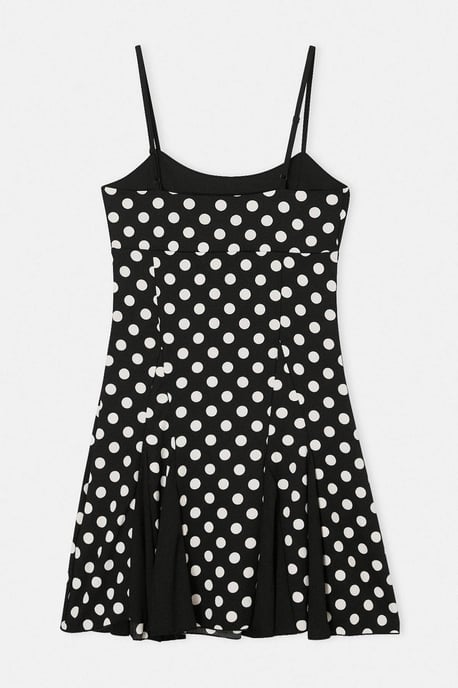 Trendyol Curve Damen Schwarz Gepunktet Kurz / Mini Ärmellos Skater Große Größen Kleid - Image 5