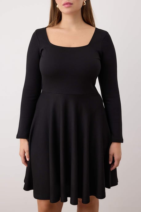 Trendyol Curve Damen Schwarz Einfarbig Kurz / Mini Lang Abend / Alltag Skater Große Größen Kleid - Image 2
