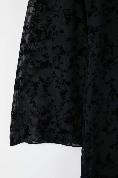 Trendyol Curve Damen Schwarz Geblümt Kurz / Mini Lang Casual Bodycon Große Größen Kleid - Image 3
