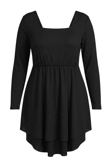 Trendyol Curve Damen Schwarz Einfarbig Kurz / Mini Lang Casual Skater Große Größen Kleid - Image 3