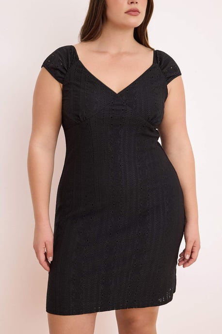 Trendyol Curve Damen Schwarz Einfarbig Kurz / Mini Ärmellos Casual A-Linie Große Größen Kleid - Image 2