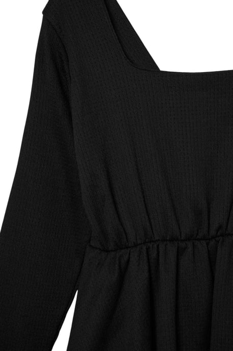 Trendyol Curve Damen Schwarz Einfarbig Kurz / Mini Lang Casual Skater Große Größen Kleid - Image 4