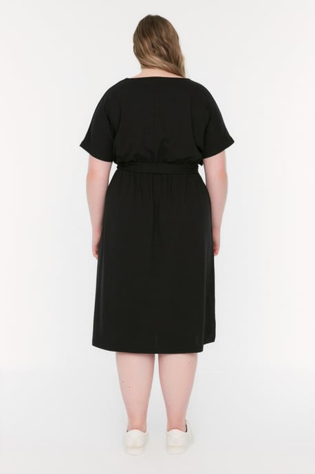 Trendyol Curve Damen Schwarz Einfarbig Kurz / Mini Kurz Business A-Linie Große Größen Kleid - Image 4