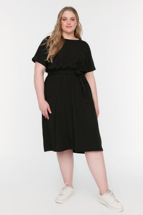 Trendyol Curve Damen Schwarz Einfarbig Kurz / Mini Kurz Business A-Linie Große Größen Kleid - Image 6