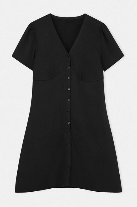 Trendyol Curve Damen Schwarz Geblümt Kurz / Mini Kurz Casual Skater Große Größen Kleid - Image 3