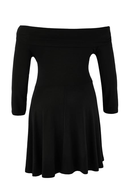 Trendyol Curve Damen Schwarz Einfarbig Kurz / Mini Lang Casual Skater Große Größen Kleid - Image 5
