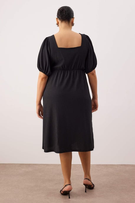 Trendyol Curve Damen Schwarz Einfarbig Kurz / Mini Kurz Casual A-Linie Große Größen Kleid - Image 3