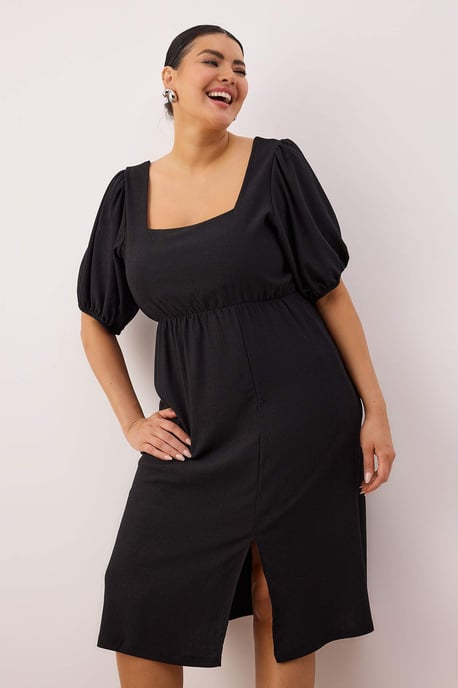Trendyol Curve Damen Schwarz Einfarbig Kurz / Mini Kurz Casual A-Linie Große Größen Kleid - Image 6