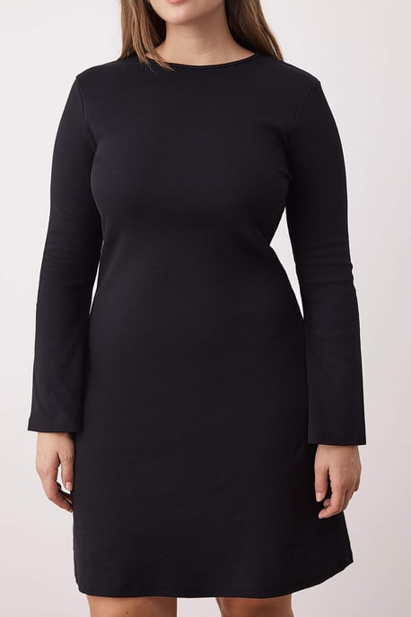 Trendyol Curve Damen Schwarz Einfarbig Kurz / Mini Lang Casual A-Linie Große Größen Kleid - Image 2