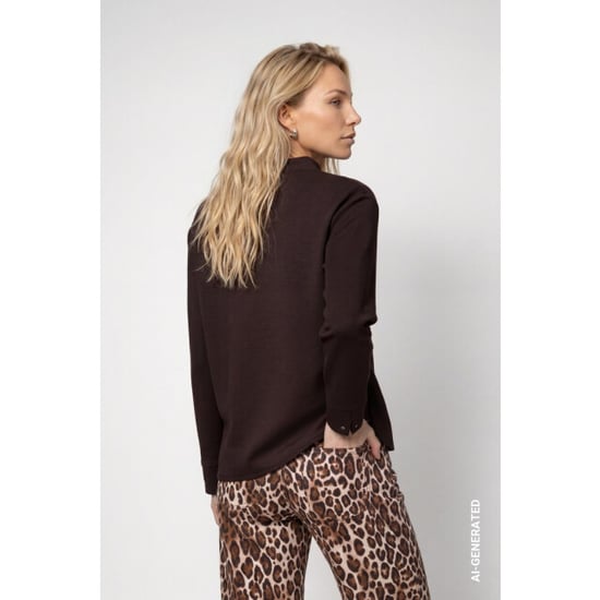 Monari Sweatshirt mit Stehkragen 809856 567 Schwarzkaffee - Image 2