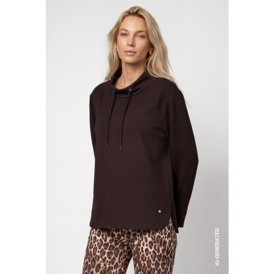 Monari Sweatshirt mit Stehkragen 809856 567 Schwarzkaffee - Image 5