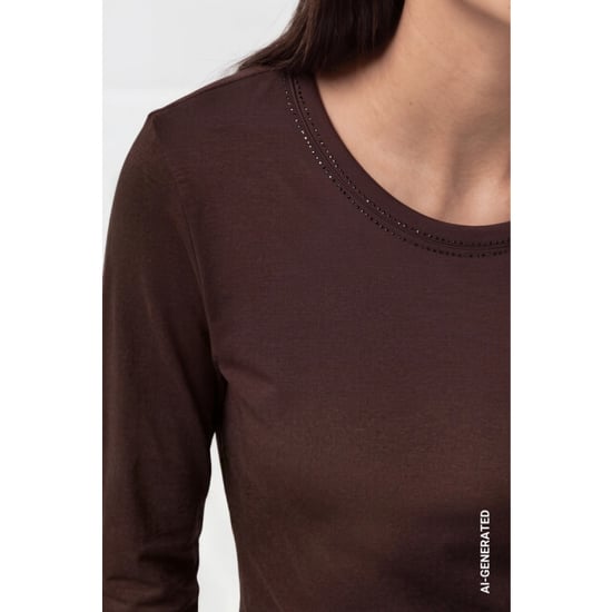 Monari Langarmshirt mit Strassdetails 810053 567 black coffee - Image 3