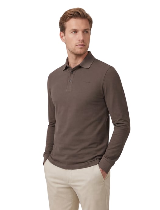 Cavallaro Napoli Langarm-Poloshirt Braun - Image 1