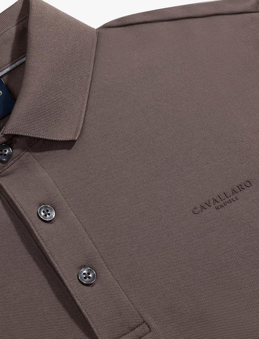 Cavallaro Napoli Langarm-Poloshirt Braun - Image 3