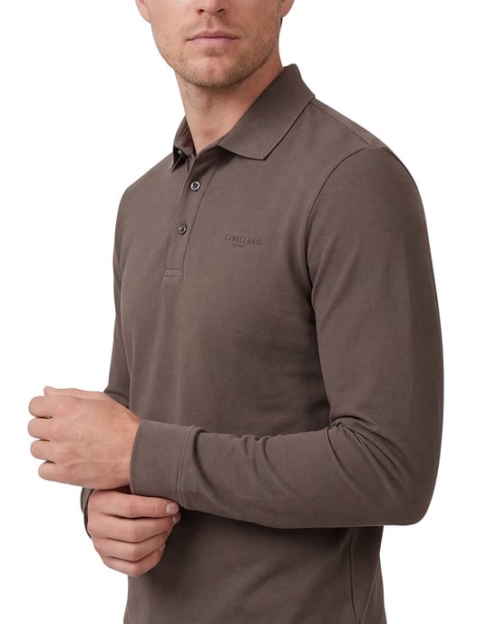 Cavallaro Napoli Langarm-Poloshirt Braun - Image 4