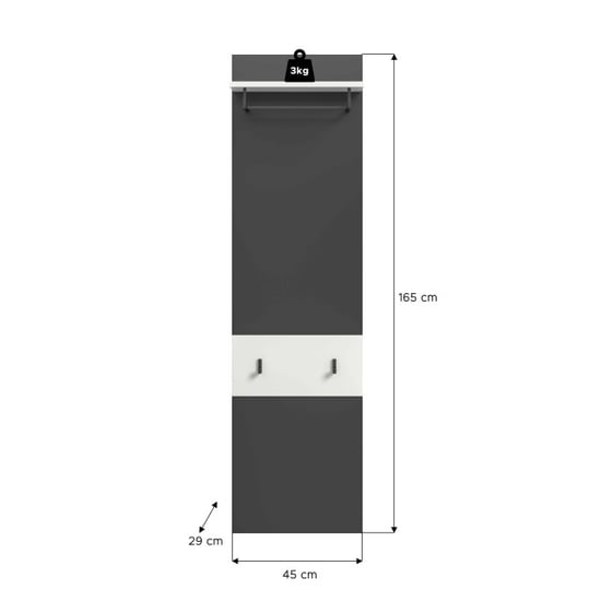 Furnilux Praktisches Garderobenpaneel mit Haken weiße Einbaulösung 165 cm modern - Image 3