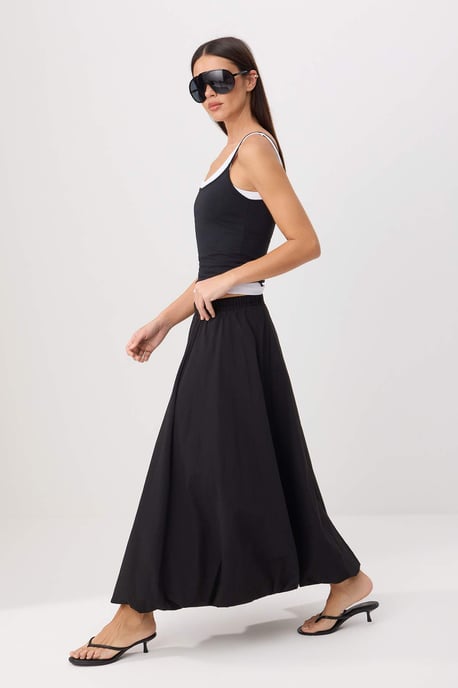 TRENDYOLMİLLA Damen Schwarz Einfarbig Maxi Ballon Röcke - Image 4