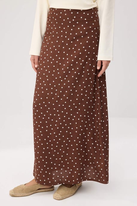 Trendyol Modest Damen Braun Gepunktet Maxi A-Linie A-Linie Modest Röcke - Image 2