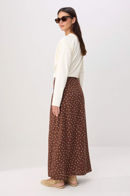 Trendyol Modest Damen Braun Gepunktet Maxi A-Linie A-Linie Modest Röcke - Image 3