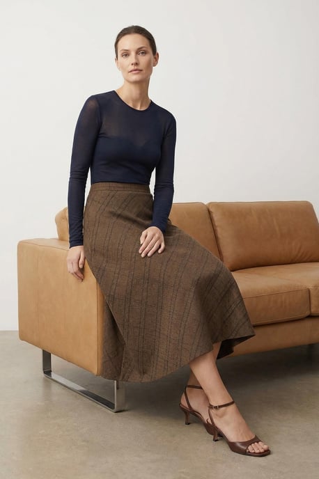 TRENDYOLMİLLA Damen Braun Kariert Maxi Skater Röcke - Image 5