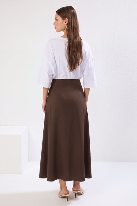 Trendyol Modest Damen Braun Einfarbig Maxi A-Linie A-Linie Modest Röcke - Image 3
