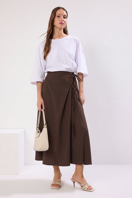 Trendyol Modest Damen Braun Einfarbig Maxi A-Linie A-Linie Modest Röcke - Image 4