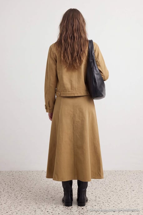 TRENDYOLMİLLA Damen Khaki Einfarbig Maxi Skater Röcke - Image 2