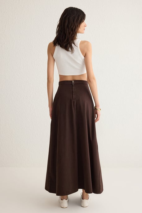 TRENDYOLMİLLA Damen Braun Einfarbig Maxi A-Linie A-Linie Röcke - Image 4
