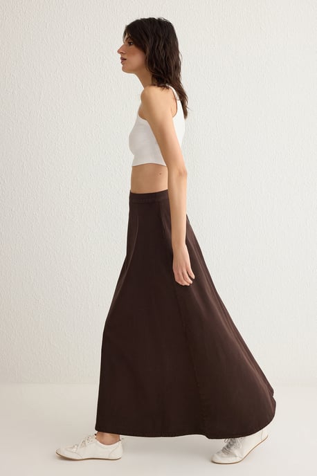 TRENDYOLMİLLA Damen Braun Einfarbig Maxi A-Linie A-Linie Röcke - Image 6