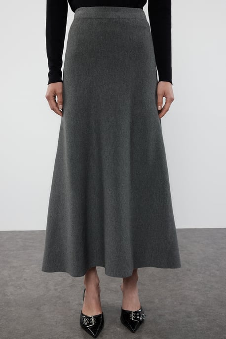TRENDYOLMİLLA Damen Grau Einfarbig Maxi Basic A-Linie Röcke - Image 2