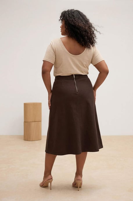 Trendyol Curve Damen Braun Einfarbig Maxi A-Linie Große Größen Röcke - Image 2
