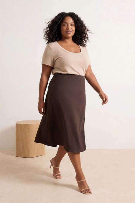 Trendyol Curve Damen Braun Einfarbig Maxi A-Linie Große Größen Röcke - Image 6