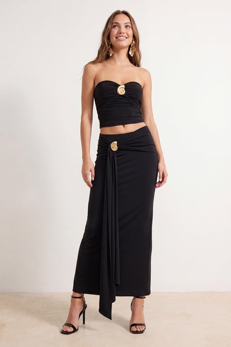TRENDYOLMİLLA Damen Schwarz Einfarbig Maxi Bodycon Röcke - Image 1