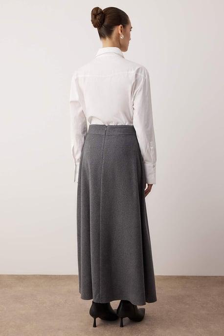 Trendyol Modest Damen Grau Einfarbig Maxi A-Linie Modest Röcke - Image 3