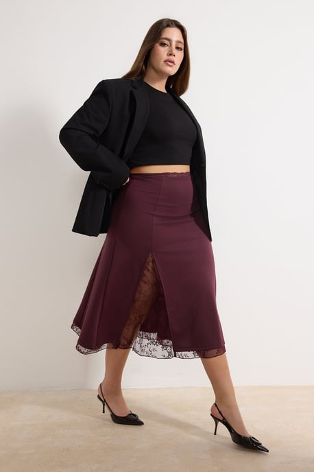 Trendyol Curve Damen Lila Einfarbig Maxi Große Größen Röcke - Image 1