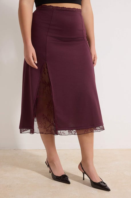 Trendyol Curve Damen Lila Einfarbig Maxi Große Größen Röcke - Image 2