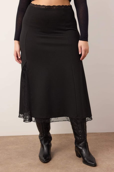 Trendyol Curve Damen Schwarz Einfarbig Maxi Große Größen Röcke - Image 5